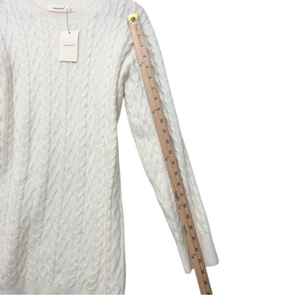 New IDEM DITTO‎ cozy soft cable knit cream sweater mini dress medium fall winter - Picture 6 of 10